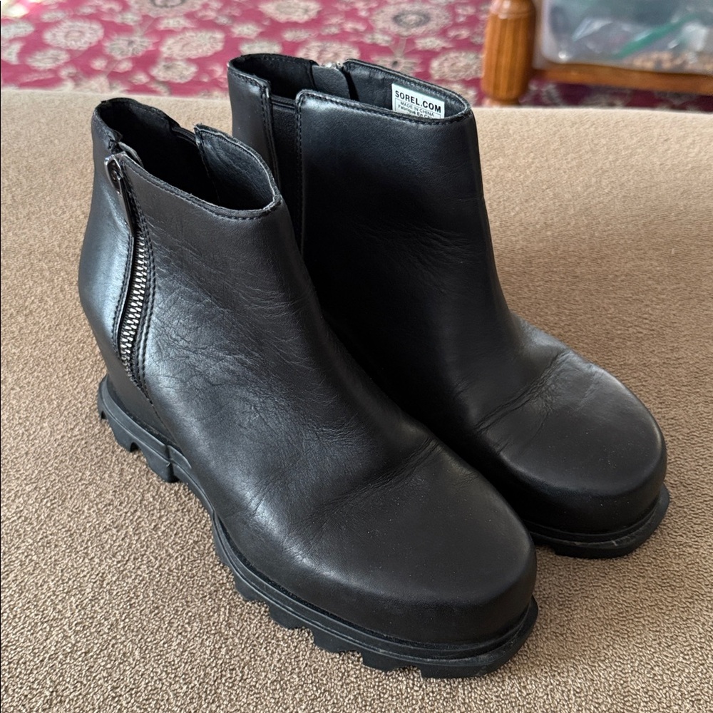Sorel nk4372-010 Size 8.5 Wide Black Combat Snow Boots (TD)